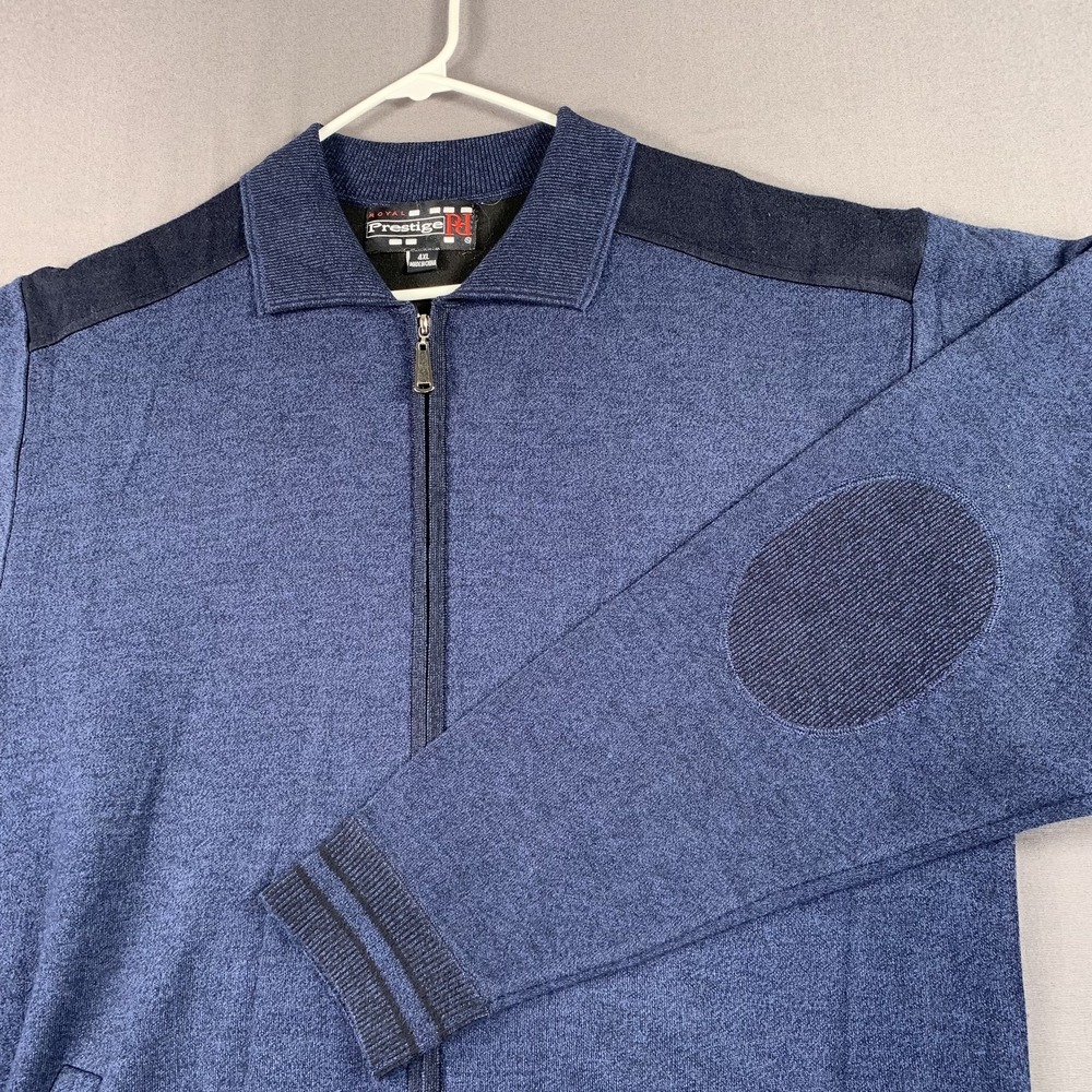 Royal Prestige Jacket Mens 4XL Full Zip Knit‎ Elbow Patch Shoulder Trim Casual